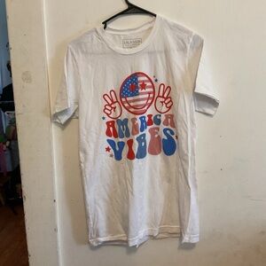 LALASISTA White 'American Vibes' Short Sleeve Graphic Tee